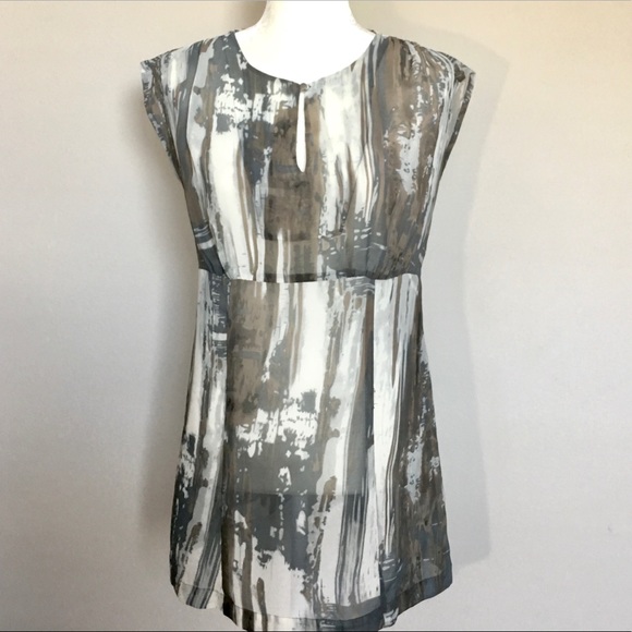 CAbi Small Grey Painted Tunic Keyhole Blouse 651 - Picture 1 of 8